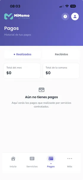 Vista de la app MiMemo, pantalla 3
